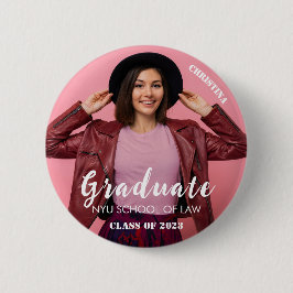 Moderne Afstuderen Foto Script Ronde Button 5,7 Cm