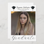 Moderne Afstuderen foto Zwart Goud Graduation Cap Kaart (Voorkant / Achterkant)