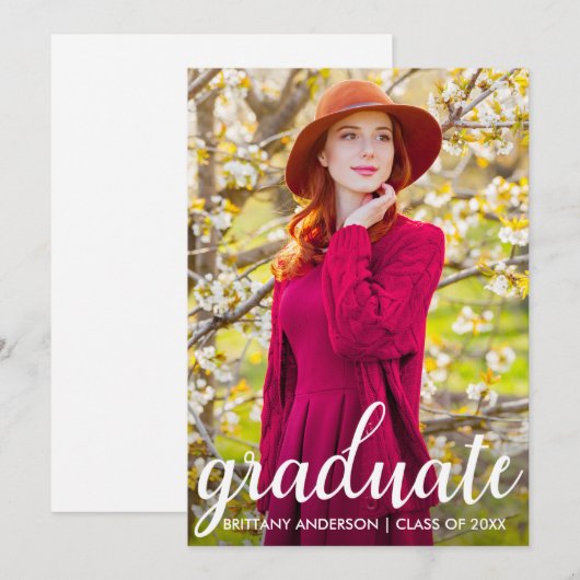 Moderne Afstuderen Fotoaankondiging Aankondiging (Voorkant / Achterkant)