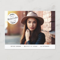 Moderne afstuderen fotoaankondiging + feestuitnodi