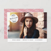 Moderne afstuderen fotoaankondiging + feestuitnodi uitnodiging briefkaart (Voorkant / Achterkant)