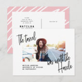 Moderne afstuderen fotoaankondiging + partijuitnod uitnodiging briefkaart (Voorkant / Achterkant)