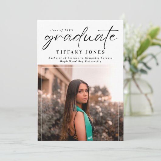 Moderne Afstuderen fotoafstudeerfeest Aankondiging (Staand voorkant)