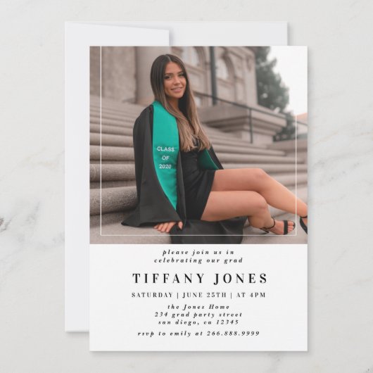 Moderne Afstuderen fotoafstudeerfeest Aankondiging (Achterkant)