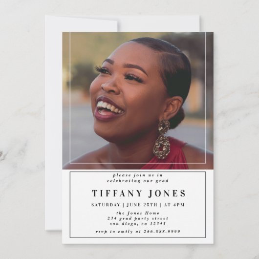 Moderne Afstuderen fotoafstudeerfeest Aankondiging (Achterkant)