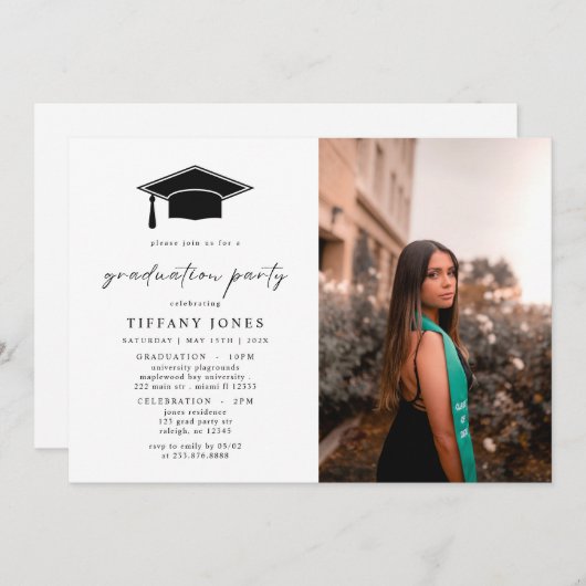 Moderne Afstuderen fotoafstudeerfeest Kaart (Voorkant / Achterkant)