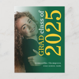 Moderne Afstuderen Fotobedekking Geel Groen 2023 Aankondigingskaart