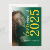 Moderne Afstuderen Fotobedekking Geel Groen 2023 Aankondigingskaart (Voorkant / Achterkant)