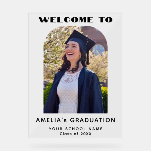 Moderne Afstuderen fotoboog welkom Acryl Bord (Voorkant)