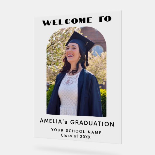 Moderne Afstuderen fotoboog welkom Acryl Bord (Hoek)