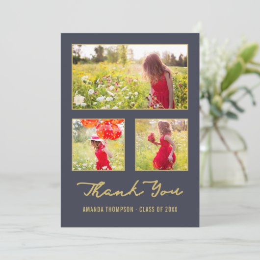 Moderne Afstuderen fotocollage bedankt Announceme Aankondiging (Staand voorkant)