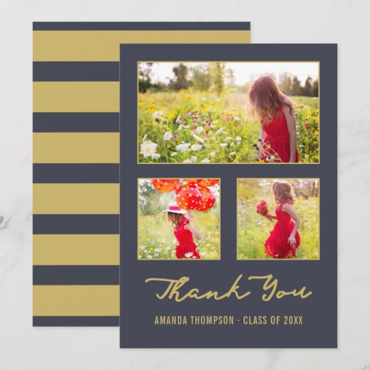 Moderne Afstuderen fotocollage bedankt Announceme Aankondiging (Voorkant / Achterkant)