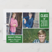 Moderne Afstuderen fotocollage klasse 20XX groen Kaart (Voorkant)