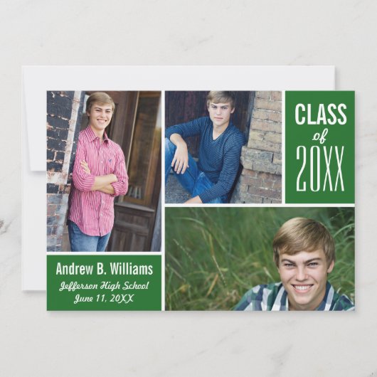 Moderne Afstuderen fotocollage klasse 20XX groen Kaart (Voorkant)