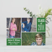 Moderne Afstuderen fotocollage klasse 20XX groen Kaart (Staand voorkant)