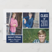 Moderne Afstuderen fotocollage klasse van 20XX bla Kaart (Voorkant)
