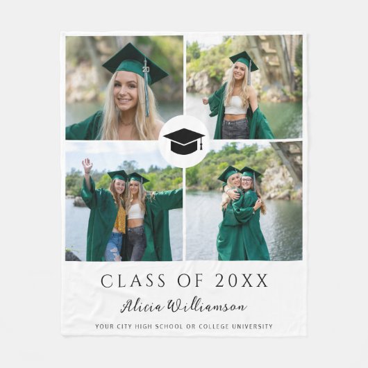 Moderne afstuderen fotocollage klasse van afstuder fleece deken (Voorkant)