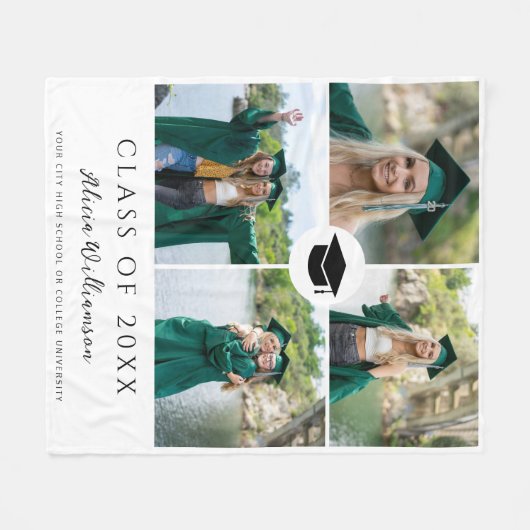 Moderne afstuderen fotocollage klasse van afstuder fleece deken (Voorkant (Horizontaal))