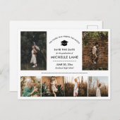 Moderne Afstuderen fotocollage Sla de datum op Briefkaart (Voorkant / Achterkant)