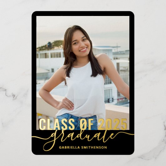 Moderne Afstuderen Fotoklas van 2025 Folie Uitnodiging (Voorkant)
