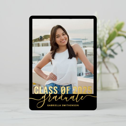 Moderne Afstuderen Fotoklas van 2025 Folie Uitnodiging (Staand Voorkant)