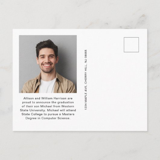 Moderne Afstuderen Fotostrip Aankondigingskaart (Achterkant)