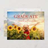 Moderne Afstuderen fotozonnebloemen Aankondigingskaart (Voorkant / Achterkant)