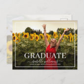 Moderne Afstuderen fotozonnebloemen Aankondigingskaart (Voorkant / Achterkant)
