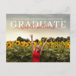Moderne Afstuderen fotozonnebloemen Aankondigingskaart