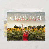 Moderne Afstuderen fotozonnebloemen Aankondigingskaart (Voorkant / Achterkant)