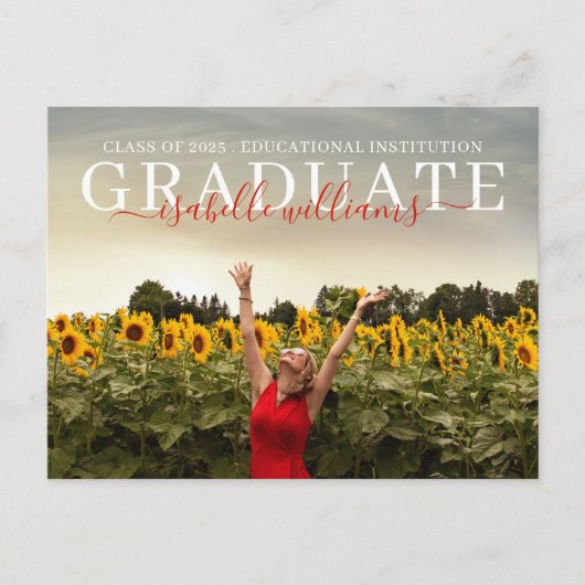 Moderne Afstuderen fotozonnebloemen Aankondigingskaart (Voorkant)