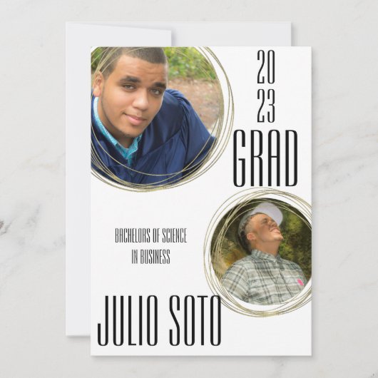Moderne Afstuderen Gold Photo White Aankondiging (Voorkant)