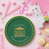 Moderne Afstuderen Green Gold Faux Papierpapier Bo Papieren Bordje (Feest)