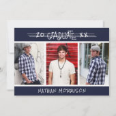 Moderne, Afstuderen handmatige, 4-fotoaangepaste k Kaart (Voorkant)