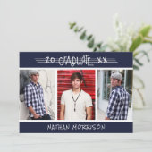 Moderne, Afstuderen handmatige, 4-fotoaangepaste k Kaart (Staand voorkant)