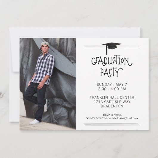 Moderne, Afstuderen handmatige, 4-fotoaangepaste k Kaart (Achterkant)