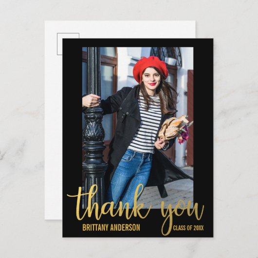 Moderne Afstuderen Hartelijk dank (zwart-wit) Briefkaart (Voorkant / Achterkant)