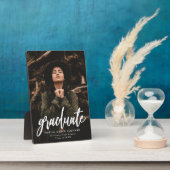 Moderne Afstuderen in wit script foto Fotoplaat (Zijkant)