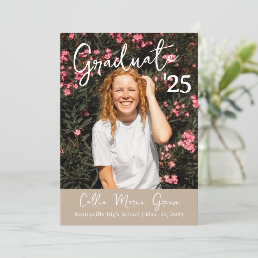 Moderne Afstuderen Kaart Foto Aankondiging (Staand voorkant)
