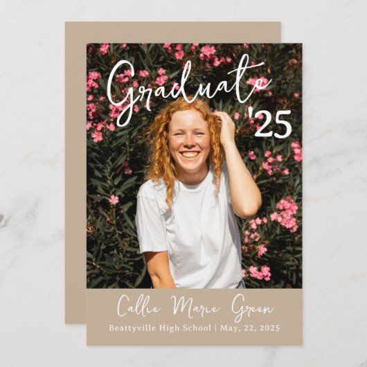 Moderne Afstuderen Kaart Foto Aankondiging (Voorkant / Achterkant)
