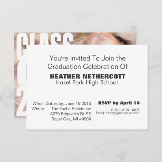 Moderne Afstuderen kaart klasse 2013 (Voorkant / Achterkant)