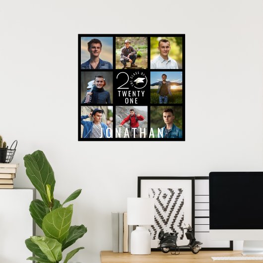 Moderne Afstuderen klasse Jaar 8 Fotocollage Naam Poster (Thuiskantoor)