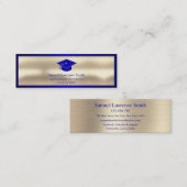 Moderne Afstuderen Klasse Naam Blauw goud invoegen Mini Visitekaartje (Voorkant / Achterkant)