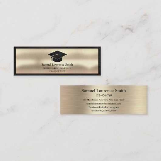 Moderne Afstuderen Klasse Naam Voeg zwart goud in Mini Visitekaartje (Voorkant / Achterkant)