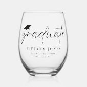 Moderne Afstuderen Klasse van 2024 Graduation Part Wijnglas Zonder Voet (Voorkant)