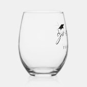 Moderne Afstuderen Klasse van 2024 Graduation Part Wijnglas Zonder Voet (Rechts)