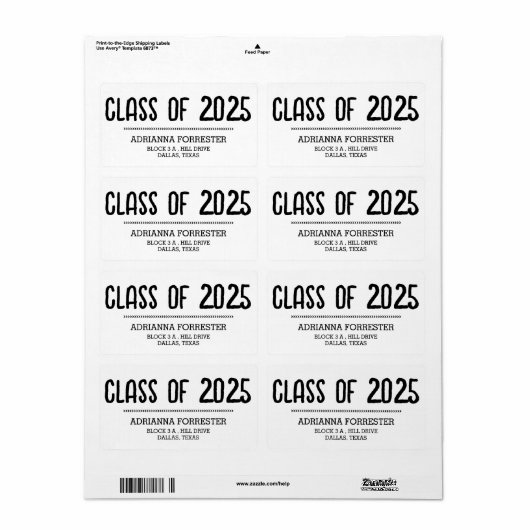 Moderne Afstuderen klasse van 2025 Etiket (Full Sheet)