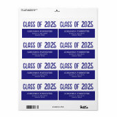 Moderne Afstuderen klasse van 2025 Navy blauw en w Etiket (Full Sheet)
