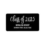 Moderne Afstuderen klasse van 2025 typografie zwar Etiket (Voorkant)