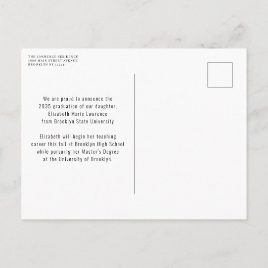 Moderne Afstuderen Klasse van het Afstuderen van d Aankondigingskaart (Achterkant)